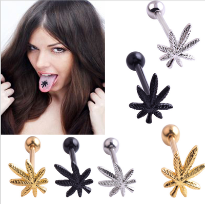 

3PC Горячая нержавеющая сталь Лист языка Nail Черное золото Листовой язык Пирсинг для женщин девочек Мода Язык Пирсинг Ювелирные изделия