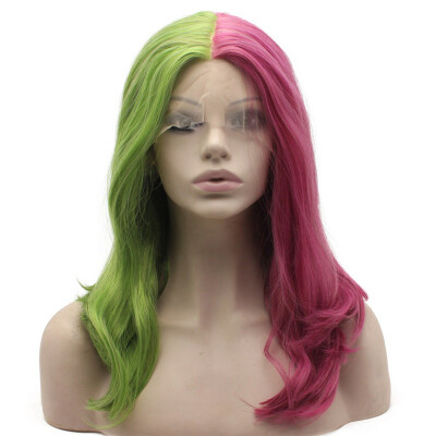 

Should Length Lace Front Half Green Red Two Tone Wig Cosplay