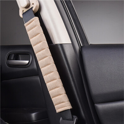 

Flax Car Seat Belt Pad Long Linen Car Seat Belt Shoulder Pad Breathable Black Red Beige Brown Purple Mama Family New Belt Cover