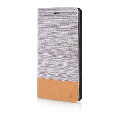 

MOONCASE Canvas Design Leather Side Flip Wallet Pouch Stand Shell Back ЧЕХОЛ ДЛЯ Sony Xperia Z3 Light Brown