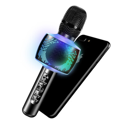 

EARISE H9 Mobile Microphone Wireless Bluetooth National K song Po condenser microphone Sing it Anchor Dedicated Cool breathing light Rose Gold