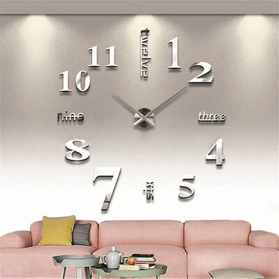 

3D настенные часы безрамные Современные зеркальные металлы Большие настенные наклейки Часы настенные часы Room Home Decorations