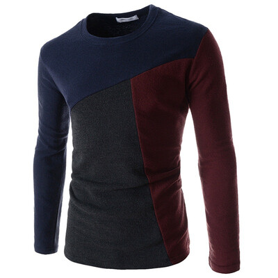 

Hot Sale ! New 2015 Spring Listing Mens T-Shirt Brand England Style Patchwork Color Long-Sleeve Shirt Men Tees