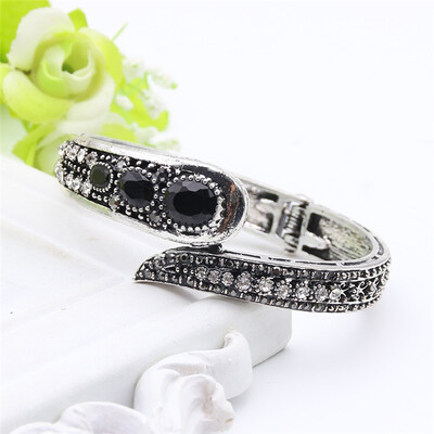 

Модные турецкие женские смолы Браслеты Браслеты Античный золотой цвет Rhinestone Манжеты ювелирные изделия Индии Богемия Этнически