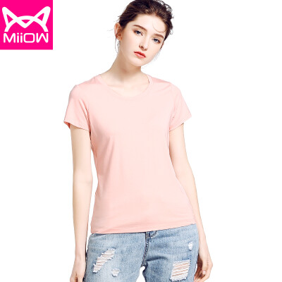 

Cat Mens MiiOW T-Shirt Womens T-Shirt 2018 Summer New Casual Round Neck Stretch Slim Half Sleeve T-Shirt Modal Bottoming Shirt MOT815001 Light Pink M