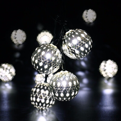 

BOGUANG LED Solar string light fairy iron silver solar Morocco ball light for Christmas lights party park house garden decoration