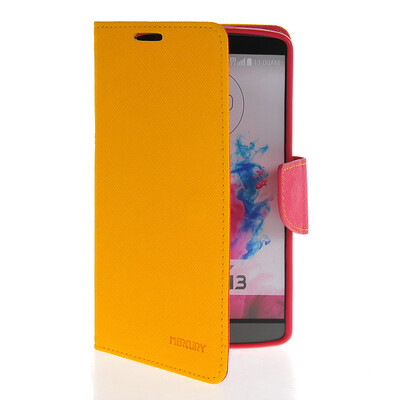 

MOONCASE Classic cross pattern Leather Side Flip Wallet Card Pouch Stand Soft Shell Back Case Cover for LG G3 Yellow