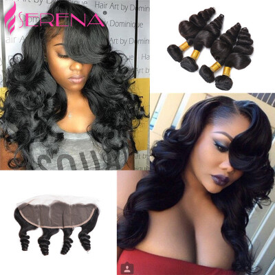 

Brazilian Virgin Hair With Closure Loose Wave 4 Bundles With Closure Brazilian Loose Wave Top Lace Frontal Closure With Bundles