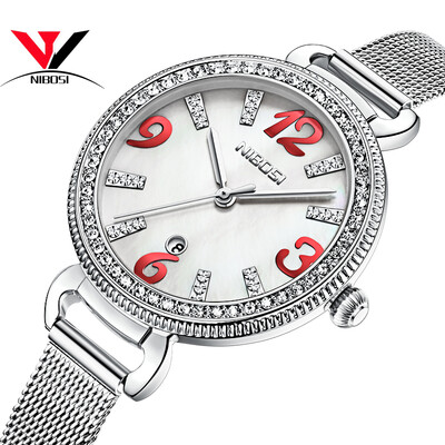 

Женские часы Мода Lady Watch Роскошный бренд кварцевые наручные часы Золотой водонепроницаемый хрусталь платье сетки ремешок Relog