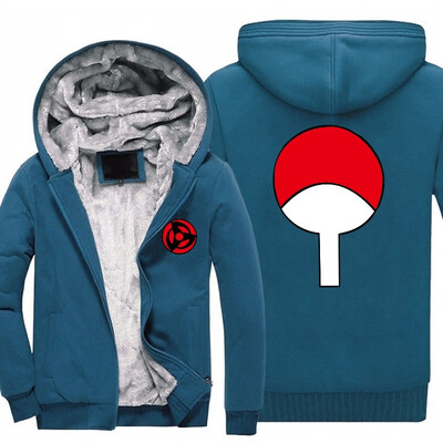

2018 New hot Anime Naruto write round eyes Sasuke Hooded hoodies man autumn winter long thick sweatshirt USA size freeshipping