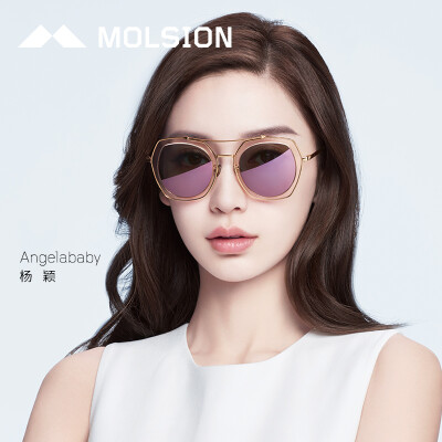 

Molsion Polarized Sunglasses Female Butterfly Sunglasses Female MS6039 C10 Frame Gold Lens Purple Grey