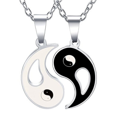 

Yoursfs 2 PCS Yin Yang Pendant Necklace for Men Women Enamel Black White Yin Yang Love Couple Necklace