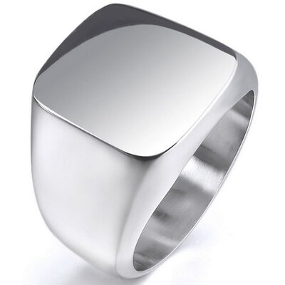 

Hpolw New popular Men Sterling Silver Stainless Steel 316L Polished Biker ring