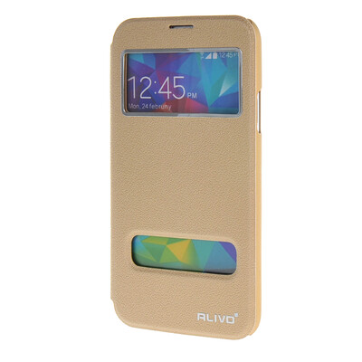 

MOONCASE Samsung Galaxy S5 чехол для View Slim Leather Flip Pouch Bracket Back Cover Gold