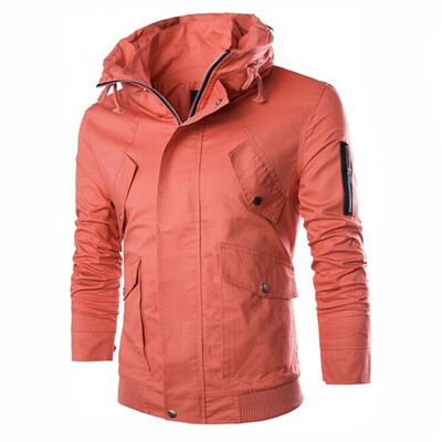 

Zogaa Mens Jacket Casual Pockets Stand Callar Pure Color Slim