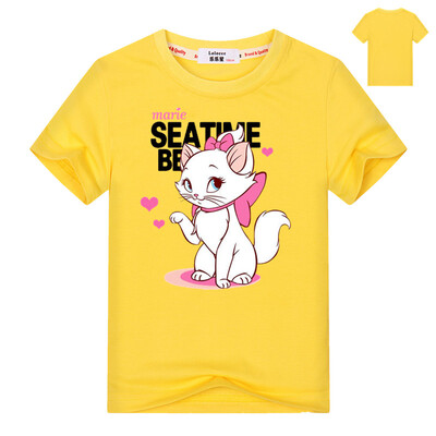 

2018 Fashion kawaii T shirt Girls Summer Tops Casual Cotton 3D Marie Cat Print и с коротким рукавом O-образным вырезом Vogue tshir