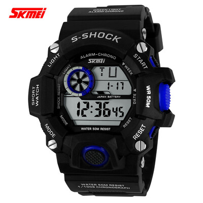 

SKMEI Mens Wrist watch Digital Alarm Calendar date day Chronograph Water Resistant Water Proof LCD Rubber Band