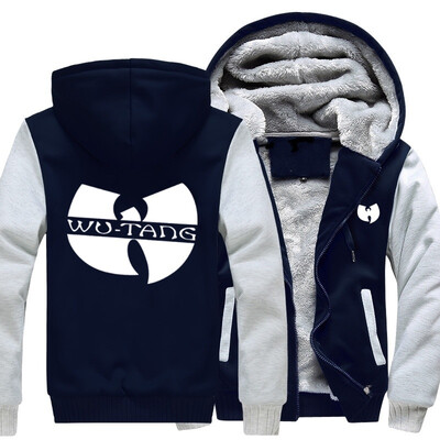 

2018 New USA SIZE Men Winter Autumn Hoodies Wu-Tang Clan pattern Fleece Coat Baseball Uniform Sportswear Jacket wool