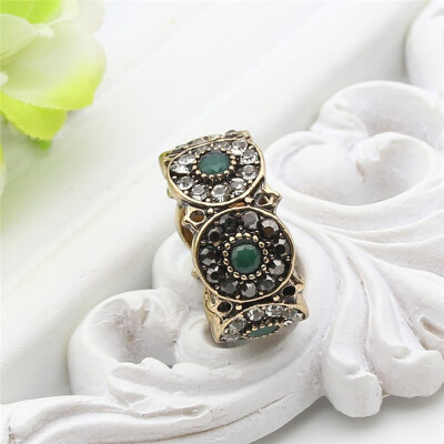 

New Arrived Antique Turkish Floral Rings Retro Gold Color CZ Crystal Hollow Out Royal Ring Jewelry Damascus Luxury Bijoux Gift