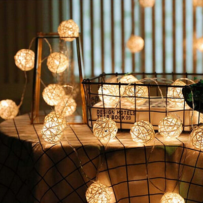 

2.5m 20 светодиодов Rattan Ball Fairy String Lights