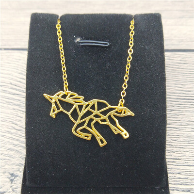 

New Origami Unicorn Necklace Trendy Style Origami Unicorn Pendant Necklace Women Fashion Origami Unicorn Jewellery