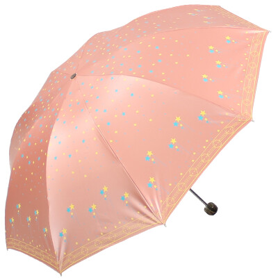 

Jingdong supermarket] heaven umbrella to strengthen the strengthening of five-star sparkling black polyester color silk screen five-pointed three-fold sunny umbrella umbrella light purple 33252E