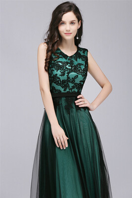 

Long A-line Lace Tulle Formal Evening Party Prom Dress Pageant Bridesmaid Gown Mother Of The Bride Gown