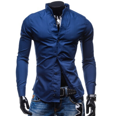 

Zogaa New Men's Shirt Pure Color Slim Casual Fashion