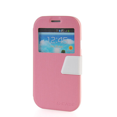 

MOONCASE View Window Leather Side Flip Pouch Ultra Slim Shell Back ЧЕХОЛ ДЛЯ Samsung Galaxy Grand Duos i9080 i9082 Pink