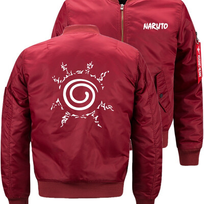 

Uzumaki Naruto Bomber Flight Flying Jacket Winter thicken Warm Zipper Men Jackets Anime Mens Casual Coat