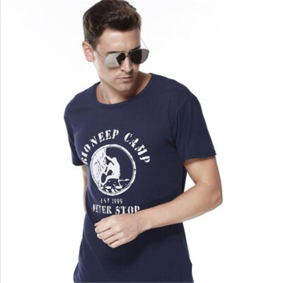 

2018 summer short-sleeved T-shirt mens personality printed Slim bottoming shirt youth large size mens t-shirt