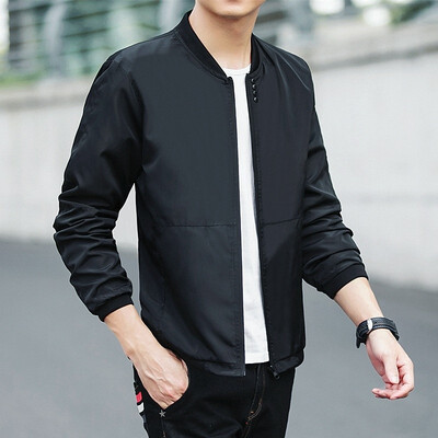 

Plus Size 2018 Mens Fashionable Casual Zippers Jackets Solid Color Stand Collar Cardigan Jacket