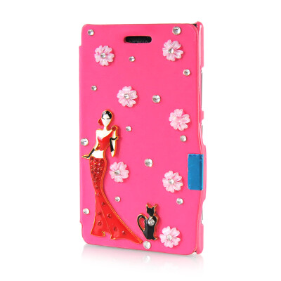 

MOONCASE Luxury Flower Crystal Leather Side Flip Wallet Pouch ЧЕХОЛ ДЛЯ Nokia Lumia 925