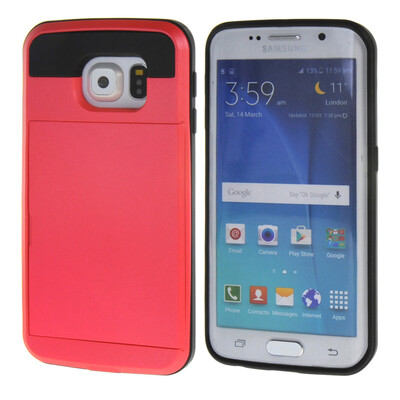 

MOONCASE ЧЕХОЛ ДЛЯ Samsung Galaxy S6 Edge Soft Silicone Gel TPU Skin With Card Holder Protective Red