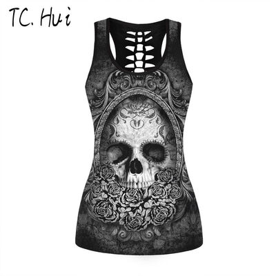 

2018 Skull Womens Tank Tops Fashion Print Women 3D Vest Top Camisole Tank Womens