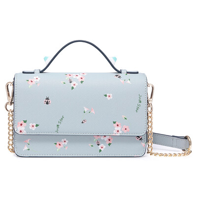 

Ou Shina JUST STAR handbags Messenger bag ladies bag small floral small square bag casual chain shoulder bag female 832 dark blue