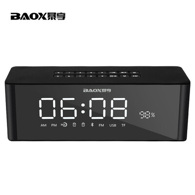 

Tyson BAOX BO-201 Wireless Bluetooth Speaker Desktop Clock Alarm Computer Stereo Subwoofer Black