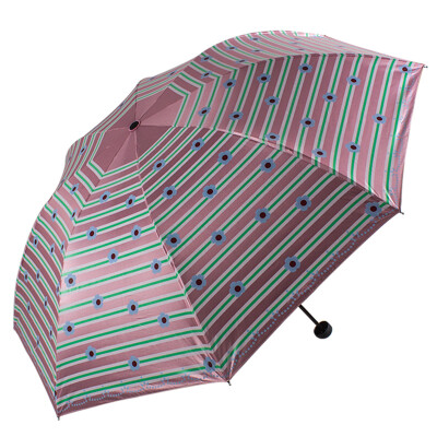 

[Jingdong supermarket] umbrella umbrella UPF50 + Symphony blue plastic silk screen striped flower three fold black bar steel sunny umbrella sun umbrella skin color 30053ELCJ