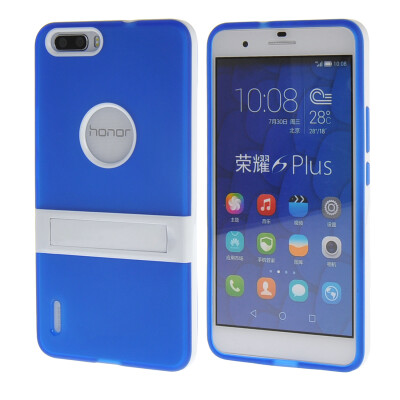 

MOONCASE Huawei Case Jelly color Silicone Gel TPU Skin Slim With Stand Back Case Cover for Huawei Honor 6 Plus Blue