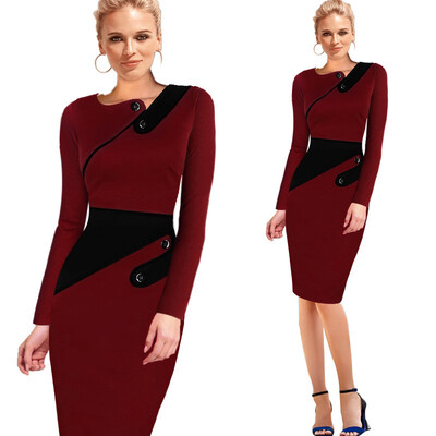 

Womens New Vintage Pinup Rockabilly Elegant Wear To Work Business Casual Tunic Bodycon Sheath Pencil Dress