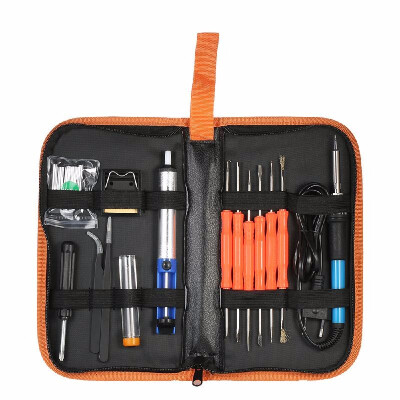 

18pcsset Soldering Tools Kit 60W 220V EU Plug Adjustable Temperature Soldering Iron Desoldering Pump Iron Stand Solder Tips with