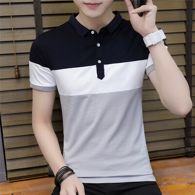 

DaMaiZhang Brand Stripe Slim Polo Fashion Casual Business Shirt Summer Tshirt High Elastic Quality Top Tee for Men