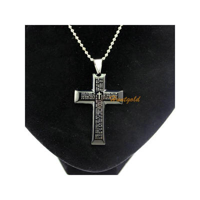 

Religious Faith Black English Printed Cross Pendant Necklace Costume Fashion Jewelry