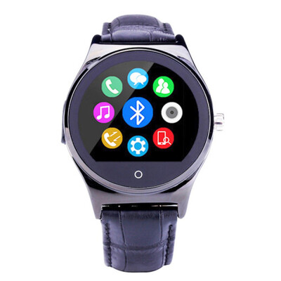 

Smart Watch Phohe Compatible with iPhone & Android Smartphone with leather strap, round screen, speaker