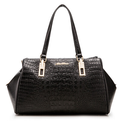 

European and American fashion crocodile handbag shoulder bag women leather handbag tote bag ladies messenger bag black big bag