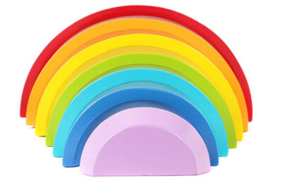 

New wooden toy DIY Colour Sort Rainbow wooden blocks baby educational toy baby gift