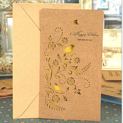 

FANLUS Retro Kraft Paper Hollow Carved ZAKKA Greeting Cards For BirthdayWedding PartyThanksgiving dayEnvelope included