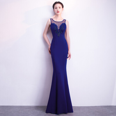 

New Korean sexy fish tail long banquet red evening dress skirt party