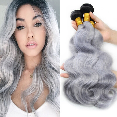 

Nami Hair Ombre 3 Bundles 1b / Серый бразильский человеческий волос Body Wave Two Tone Color 10 "-22" T1B / Silver Grey Человеческие волосы Weave