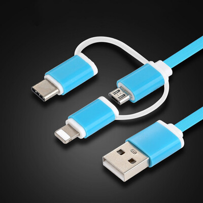 

AFILADO 3 in 1 lightning cable for iphone X 8 7 Micro USB Cable Type C Cable for Xiaomi Samsung S8 Huawei Fast Charging Cable
